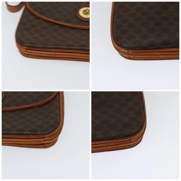 CELINE Macadam Canvas Shoulder Bag PVC Leather Brown Gold - Picture 16 of 16